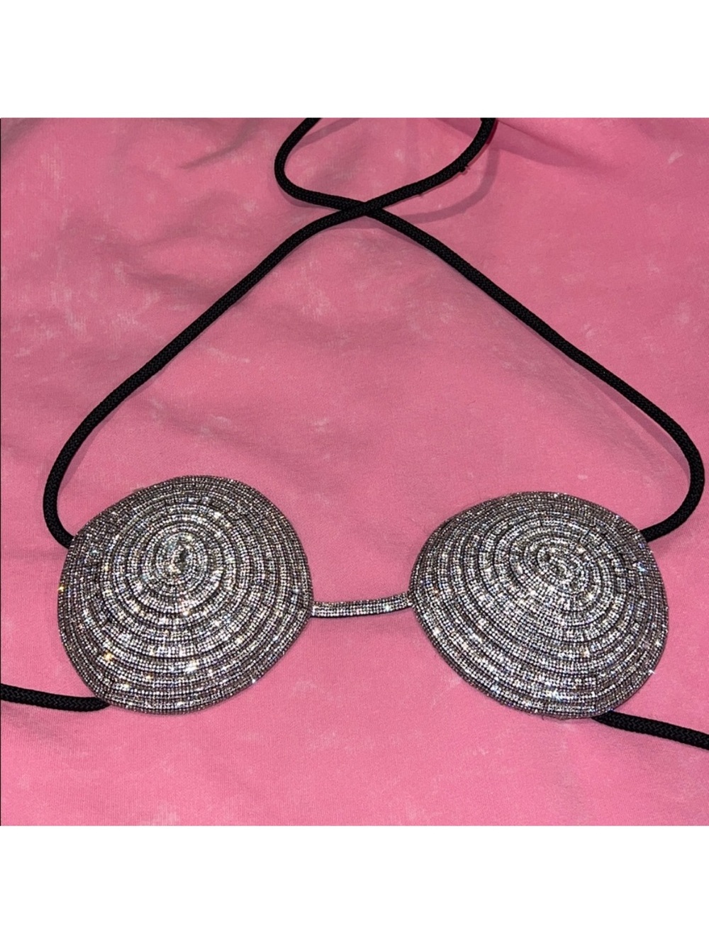 Rhinestone Spiral carnival / festival bra - Silver Glitter Women’s Accessory